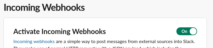 Incoming Webhooks in Slack